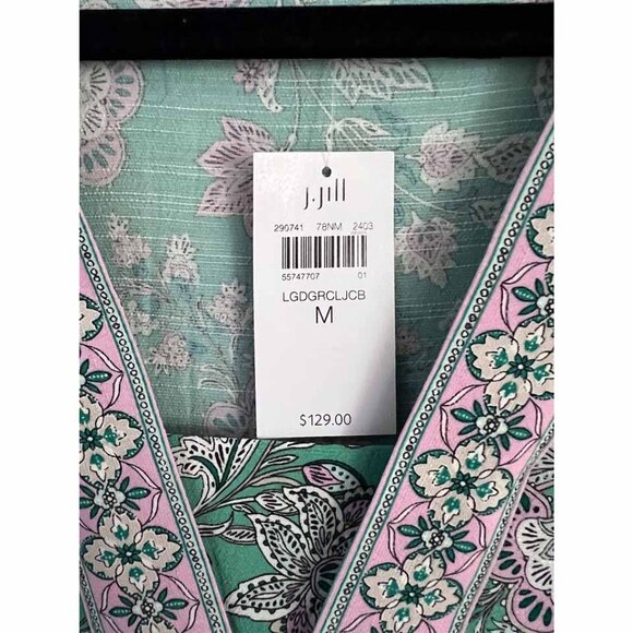J.Jill Light-Garden Green, Multi Border-Printed, Flounced Hem Dress  NWT - Picture 7 of 8